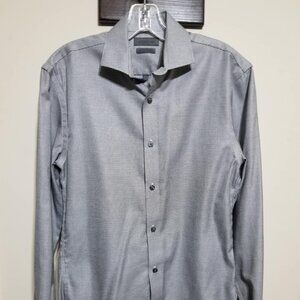 Calvin Klein Shirt 14.5 Grey Dress Formal 32/33 Slim No Iron French Cuff